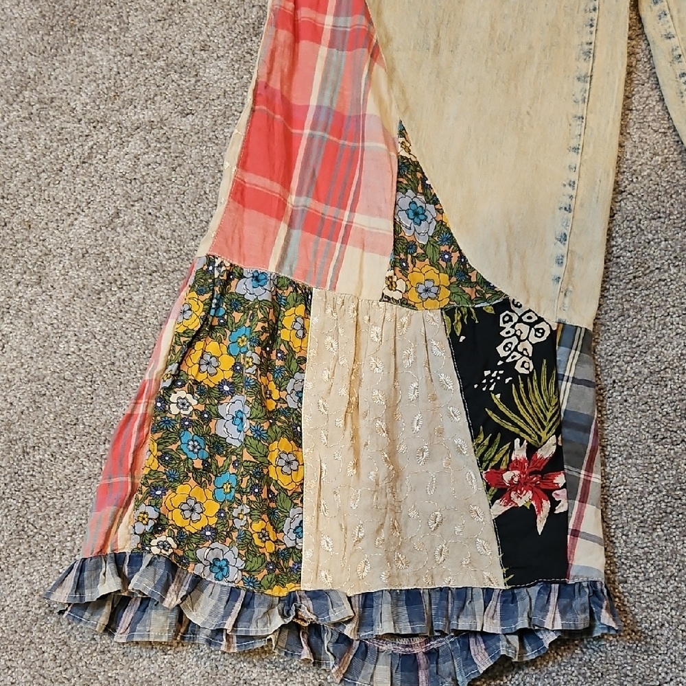 Bohemian Patchwork Flare Jeans By Young Threads - Picture 2 of 8